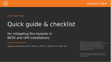 Prevent-iON quick guide and checklist for mitigating fire hazards in BESS and UPS installations, 2026 edition