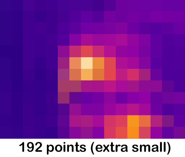Animated image of the four thermography sensor resolutions